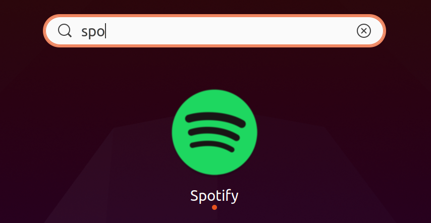 Spotify in the Gnome Activities panel